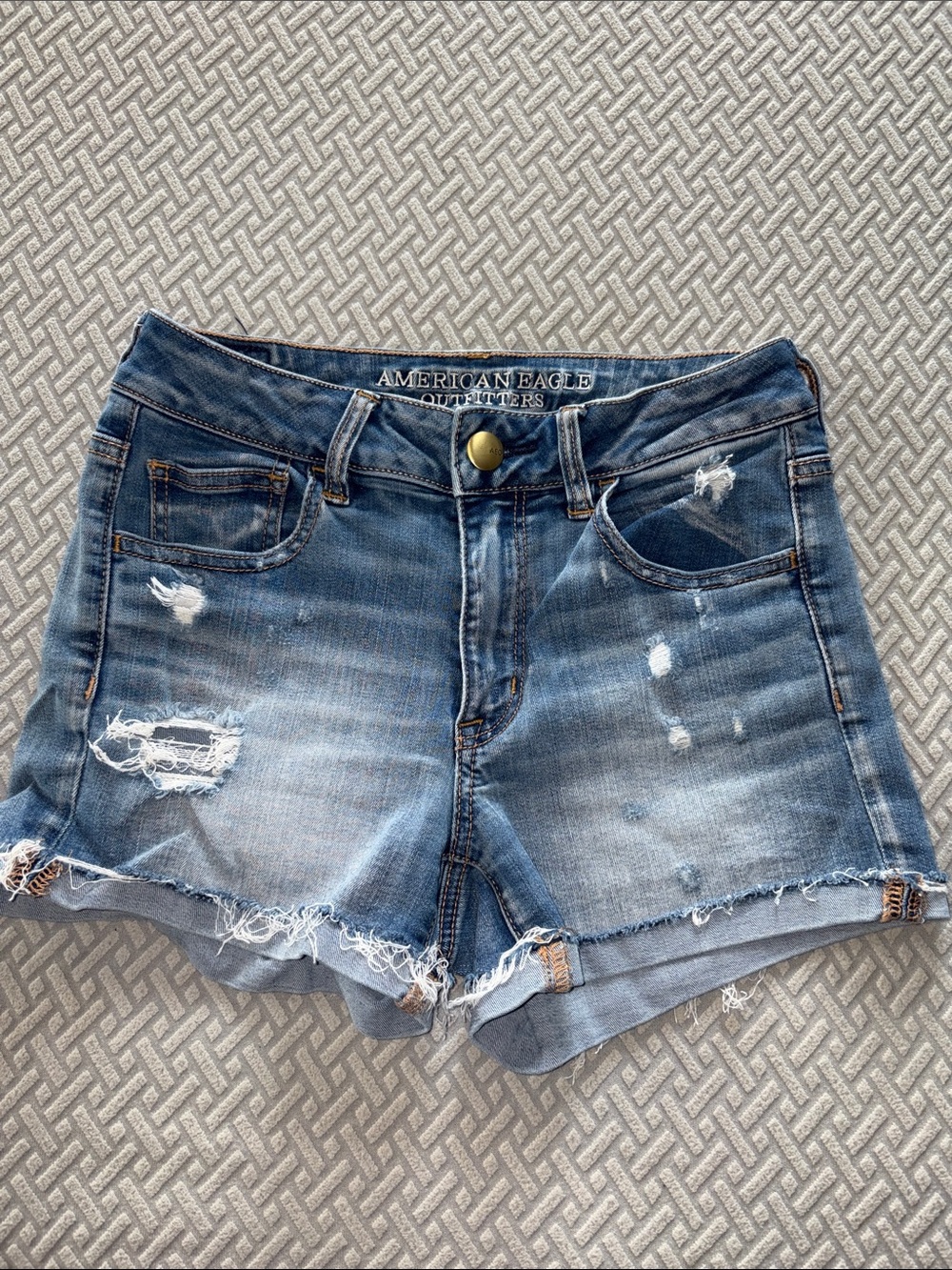 American Eagle Outfitters distressed blue denim cutoff shorts